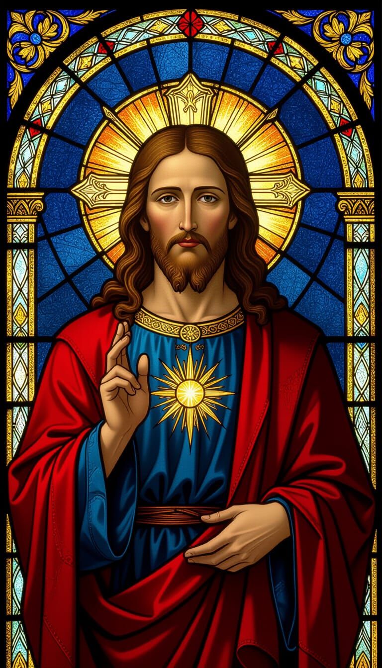 Jesus Christ in Stained Glass Style