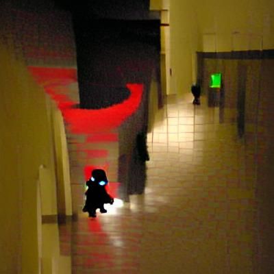 Eerie Shadow Figure with Glowing Red Eyes