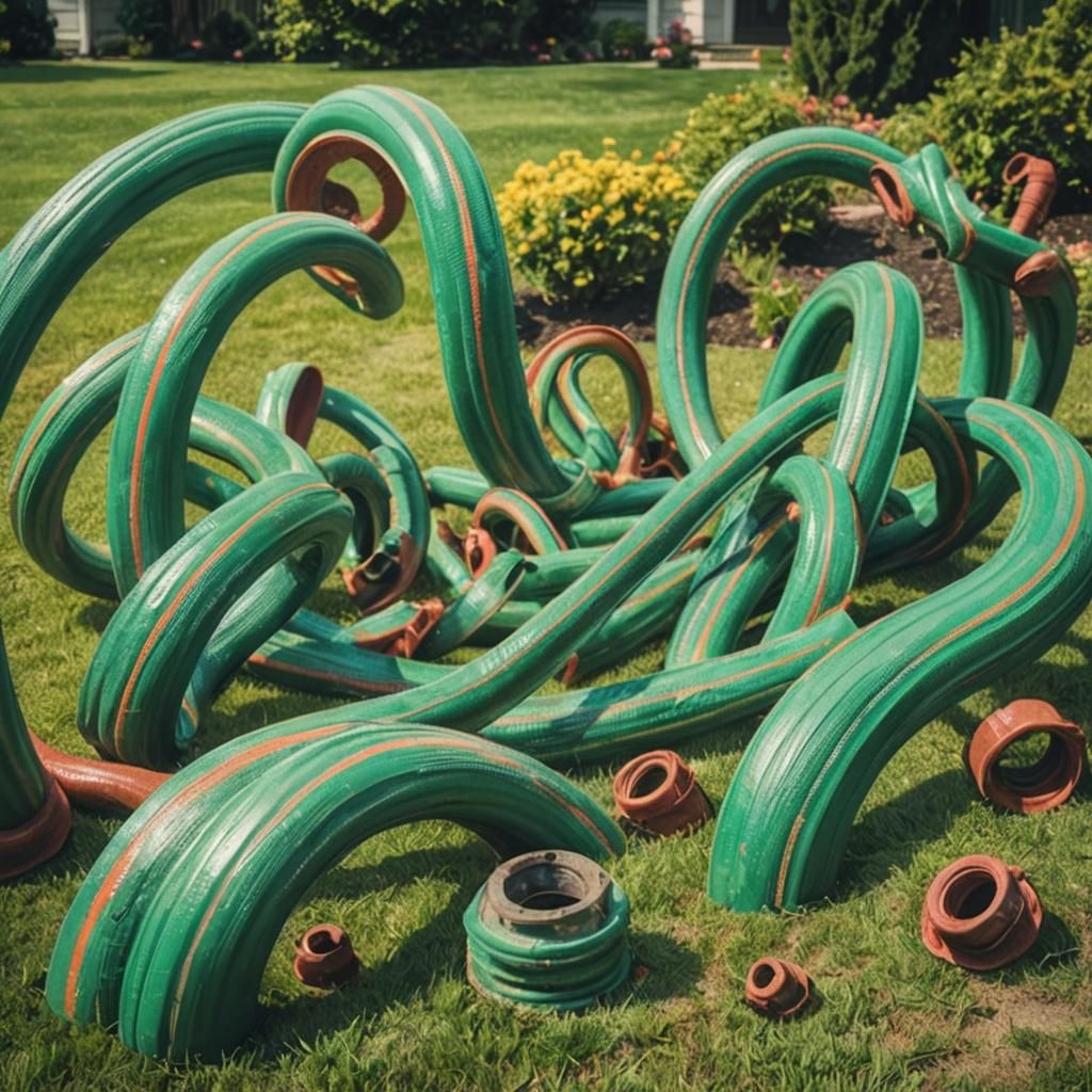 Tangled Garden Hoses in Cinematic Style
