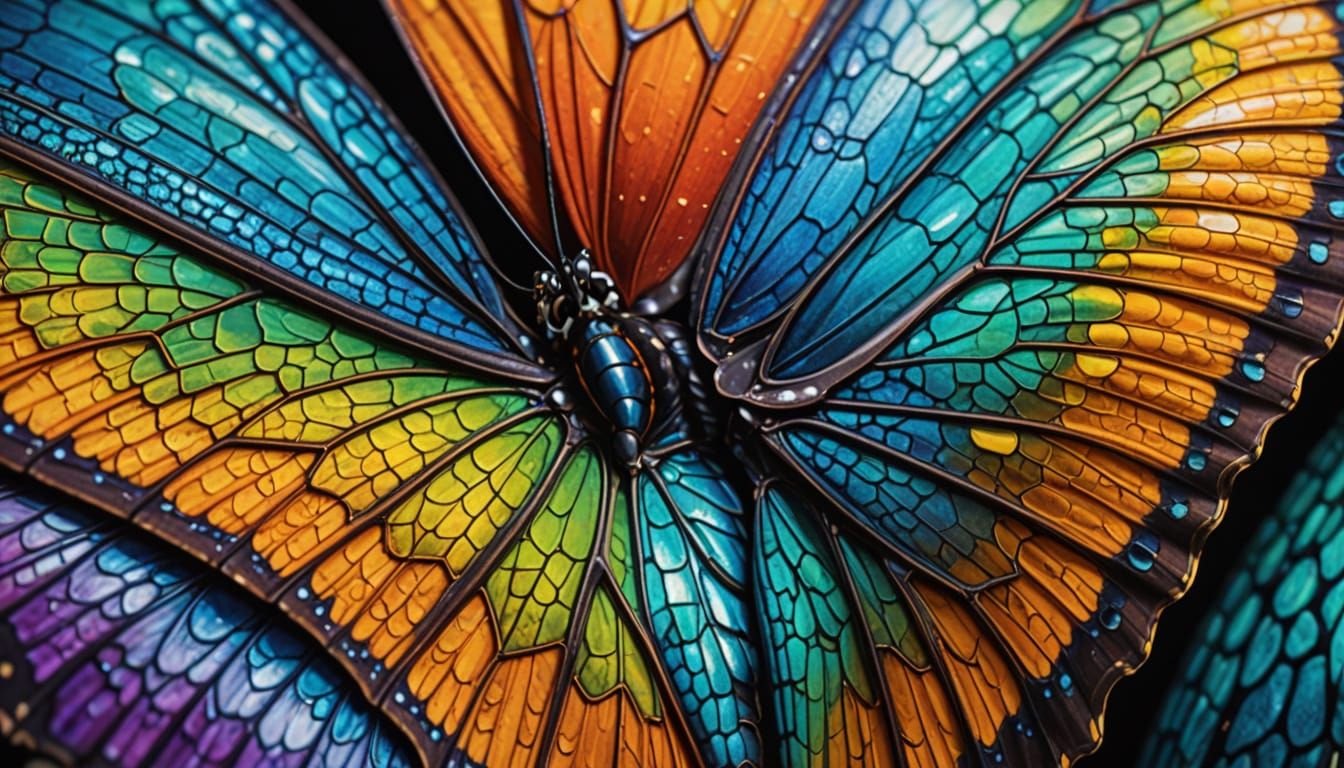 Butterfly Wing Macro: Hyper-Realistic Airbrush Digital Art