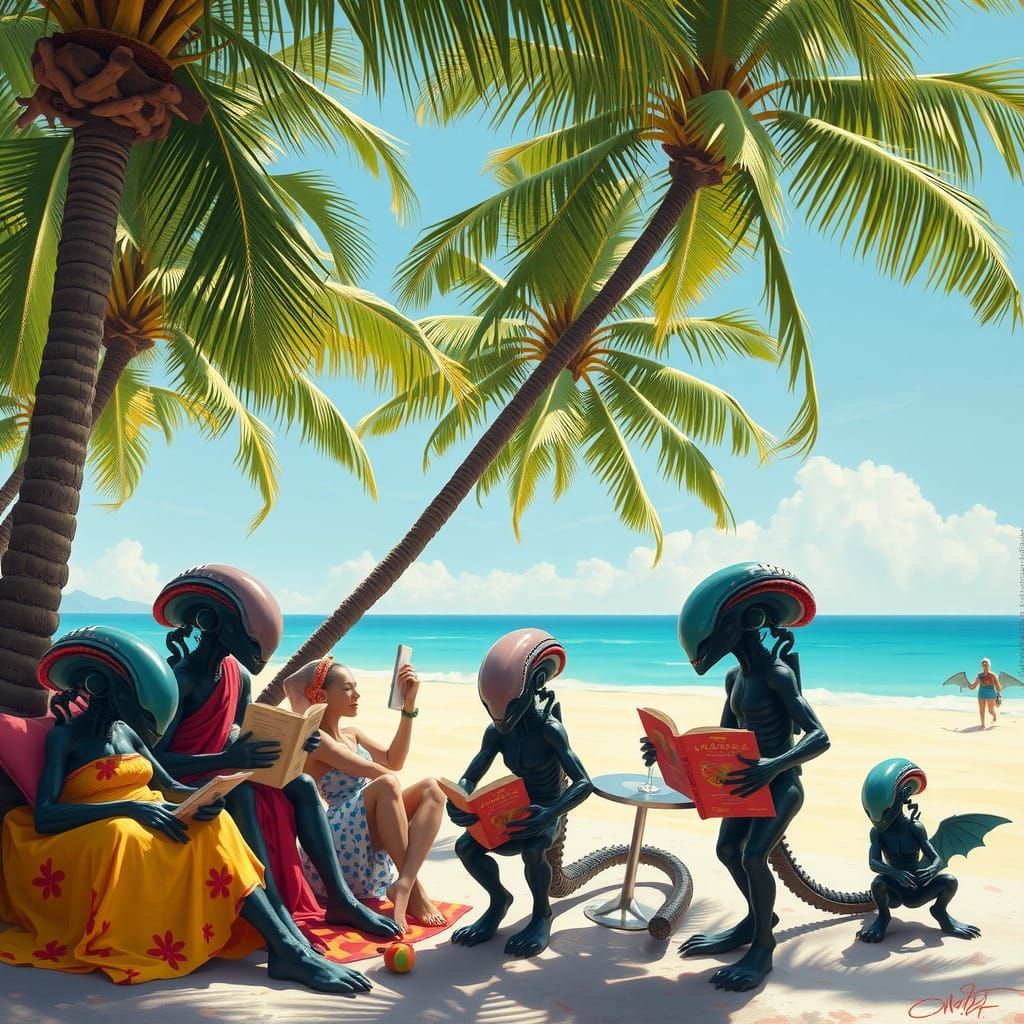 Reading hour on the beach