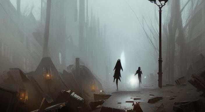 Sinister Sleepwalking Scene in Dark Fantasy Style