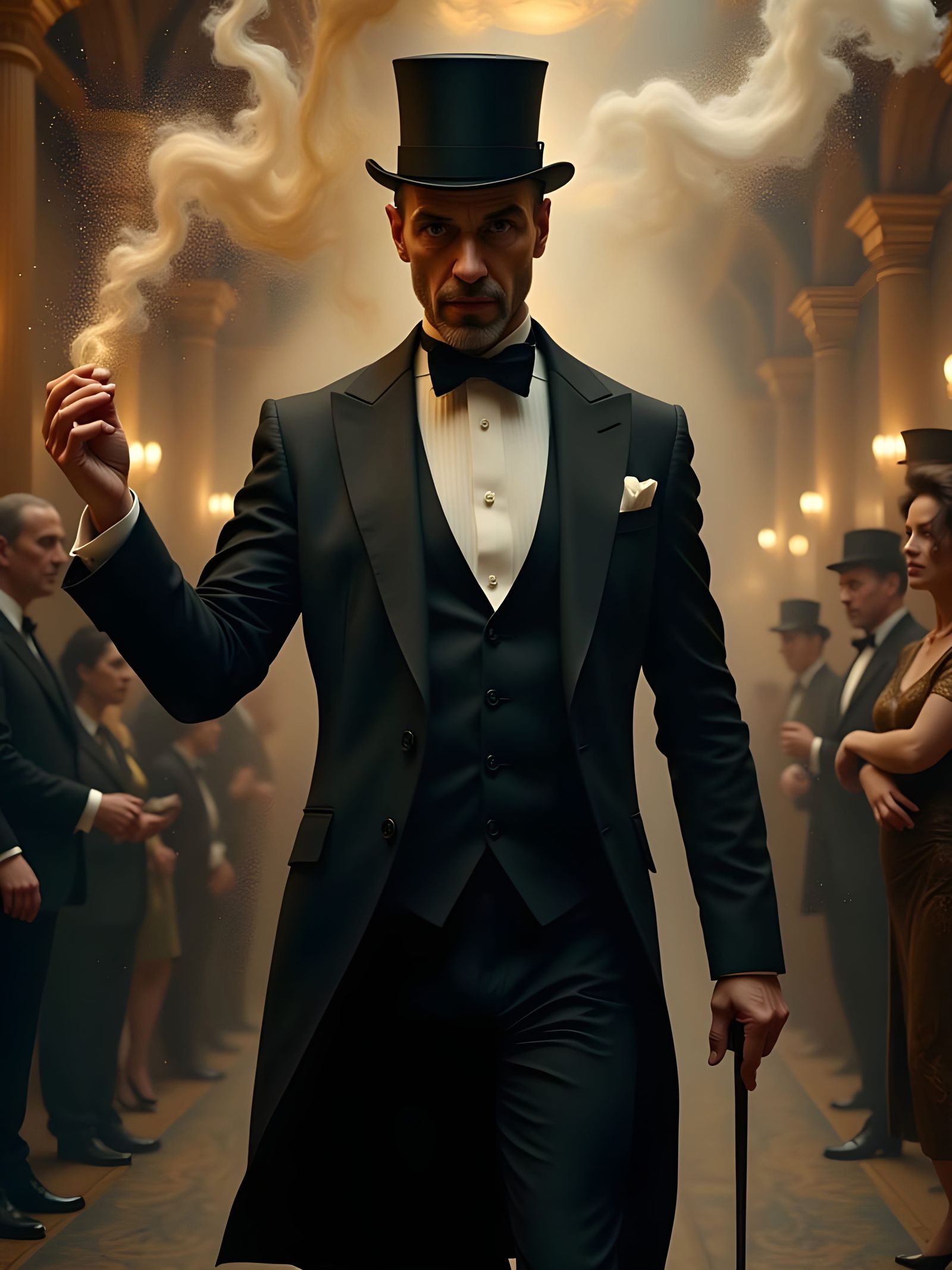 Sleight of Hand Showman Performs Magic at a Glamorous Party