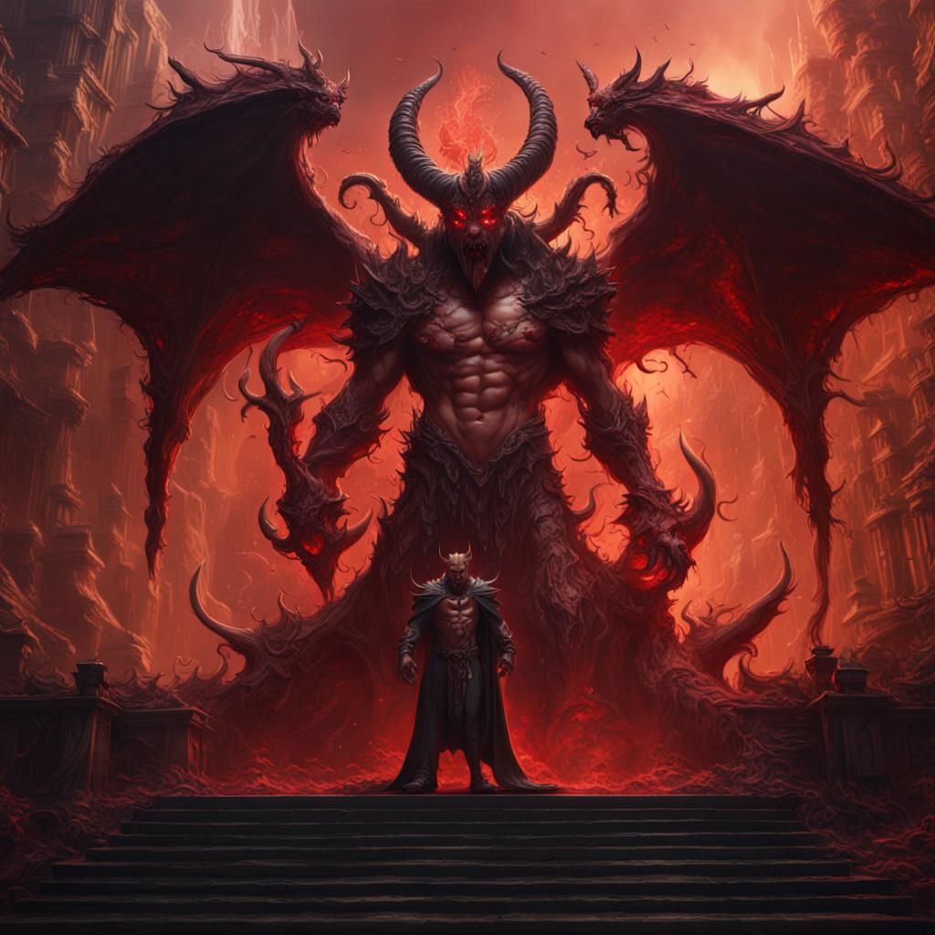 Detailed Matte Painting of Satan in Hell