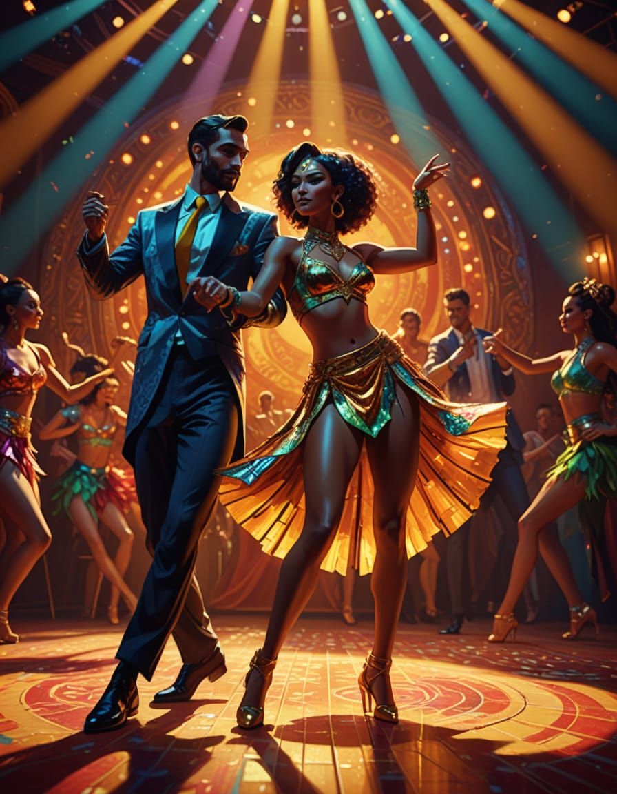 Dancers Perform Together in Vibrant Oil Painting