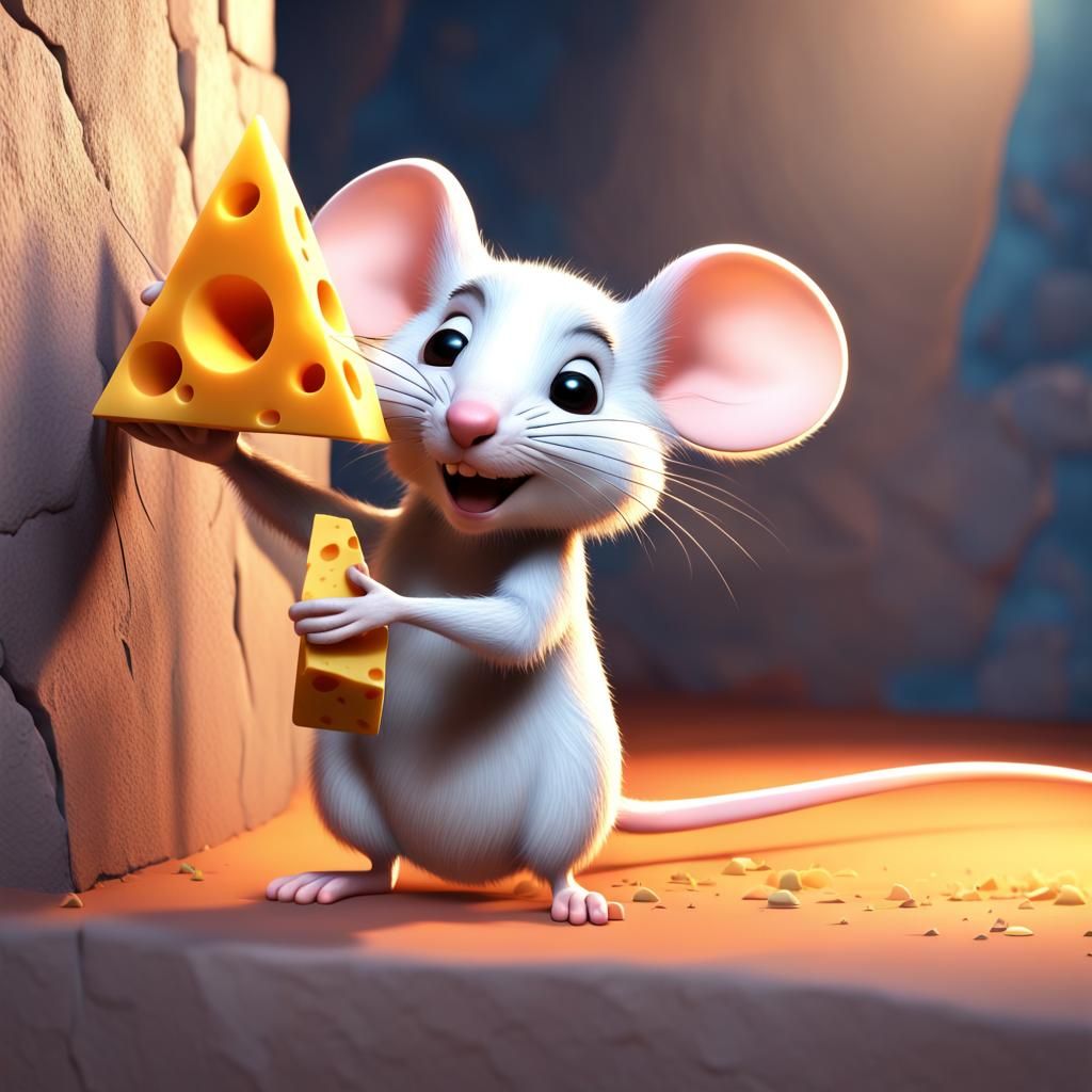 Mouse with Cheese: 3D Digital Art
