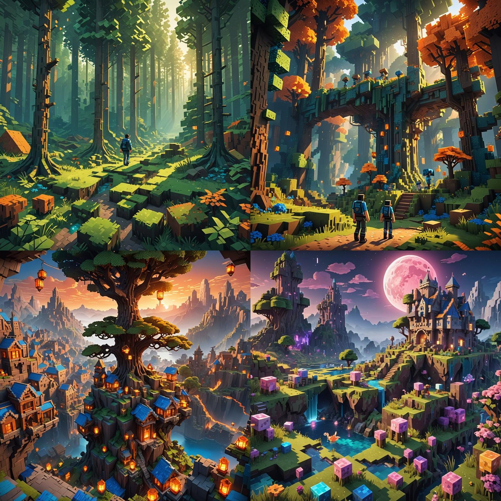 Minecraft Game in Reality: Detailed Matte Painting