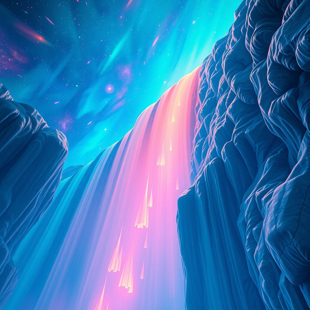 Cosmic Cascade: Liquid Colors in Psychedelic Art Style