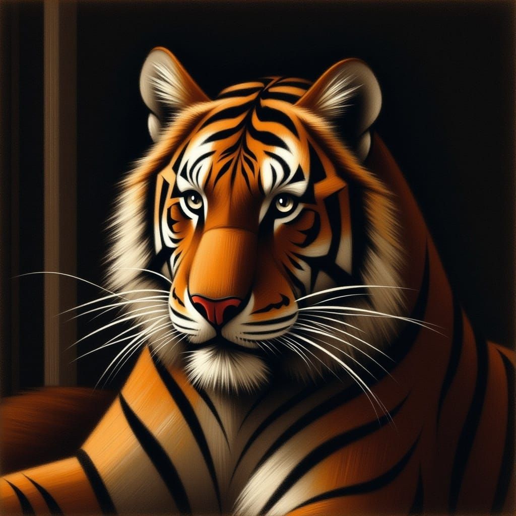 Tiger in Paris at Night