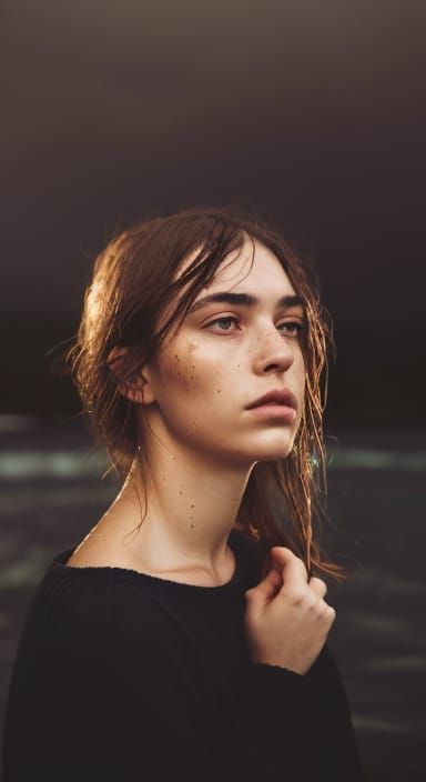 Moody 35mm Film Portrait in Water with Bokeh