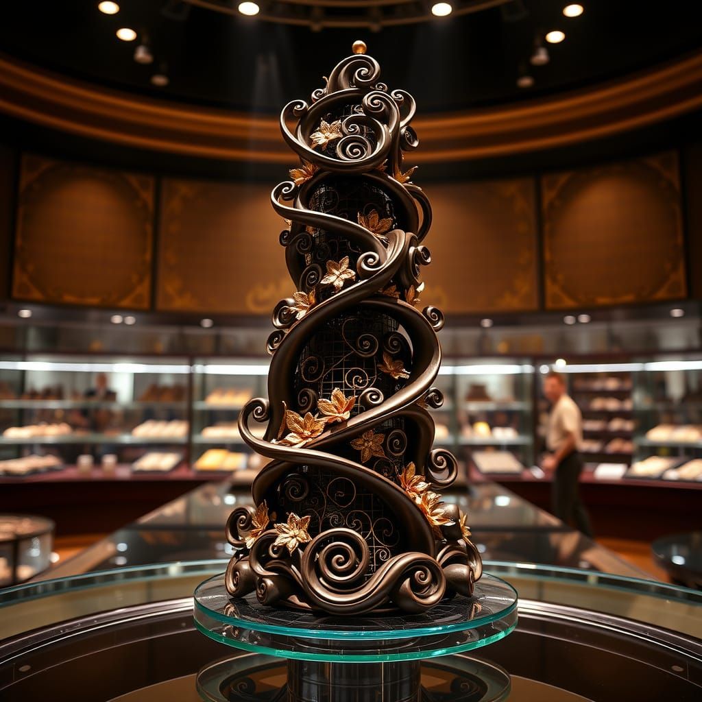 Chocolate Sculpture Centerpiece in Patisserie Style
