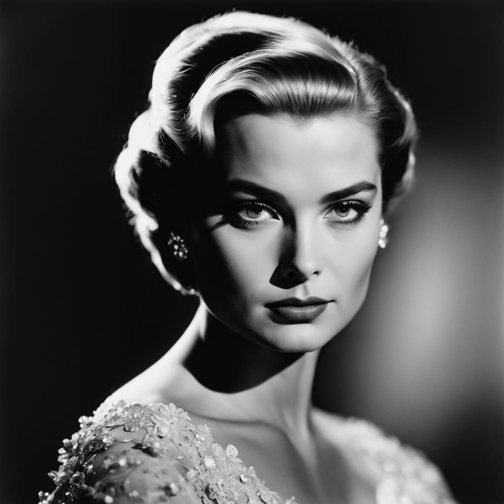 Grace Kelly Silhouette in Dramatic Chiaroscuro Lighting