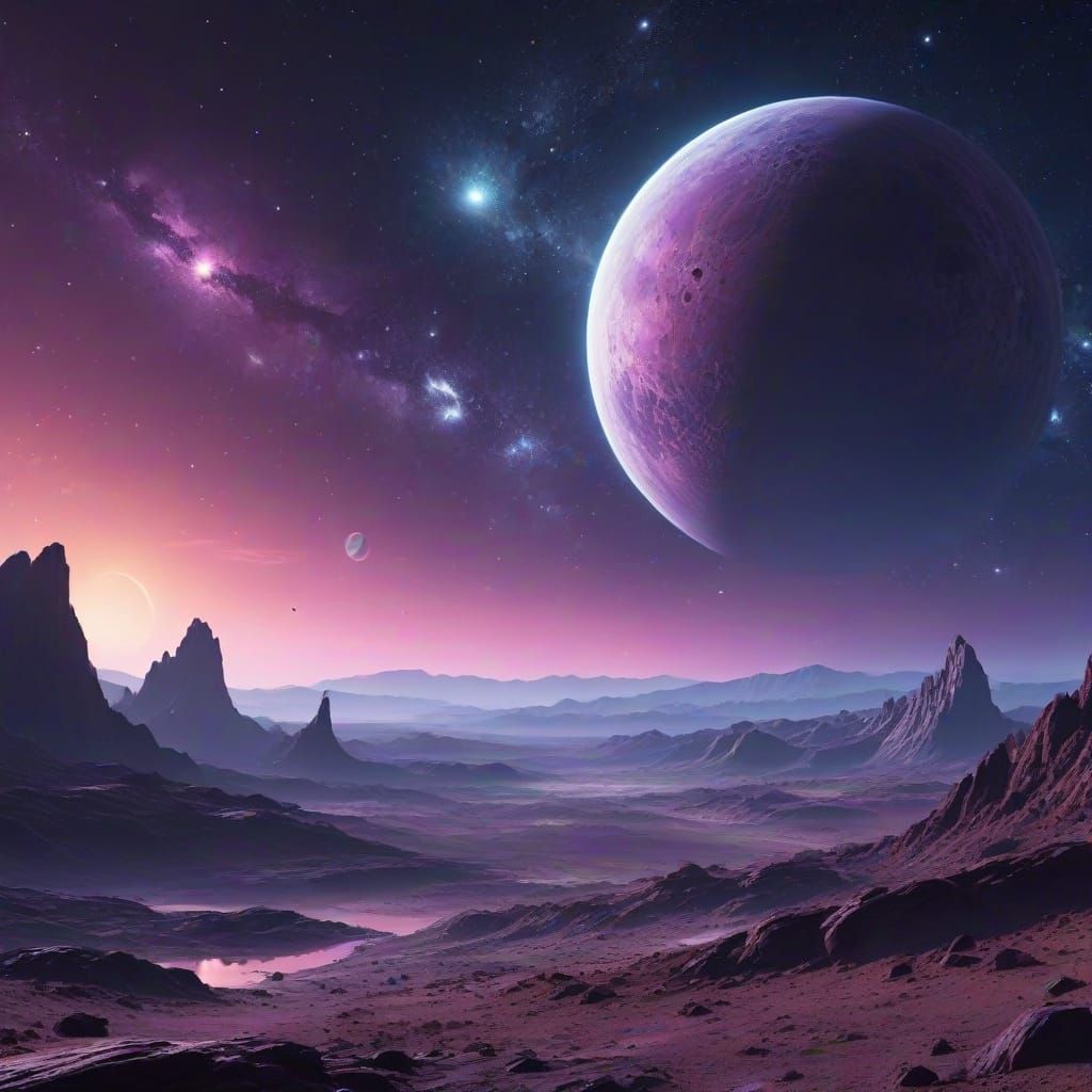 Alien Planet Starry Skies in Digital Art