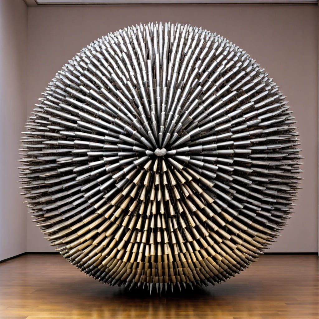 Concentric Nail Ball Sculpture in Uecker Style