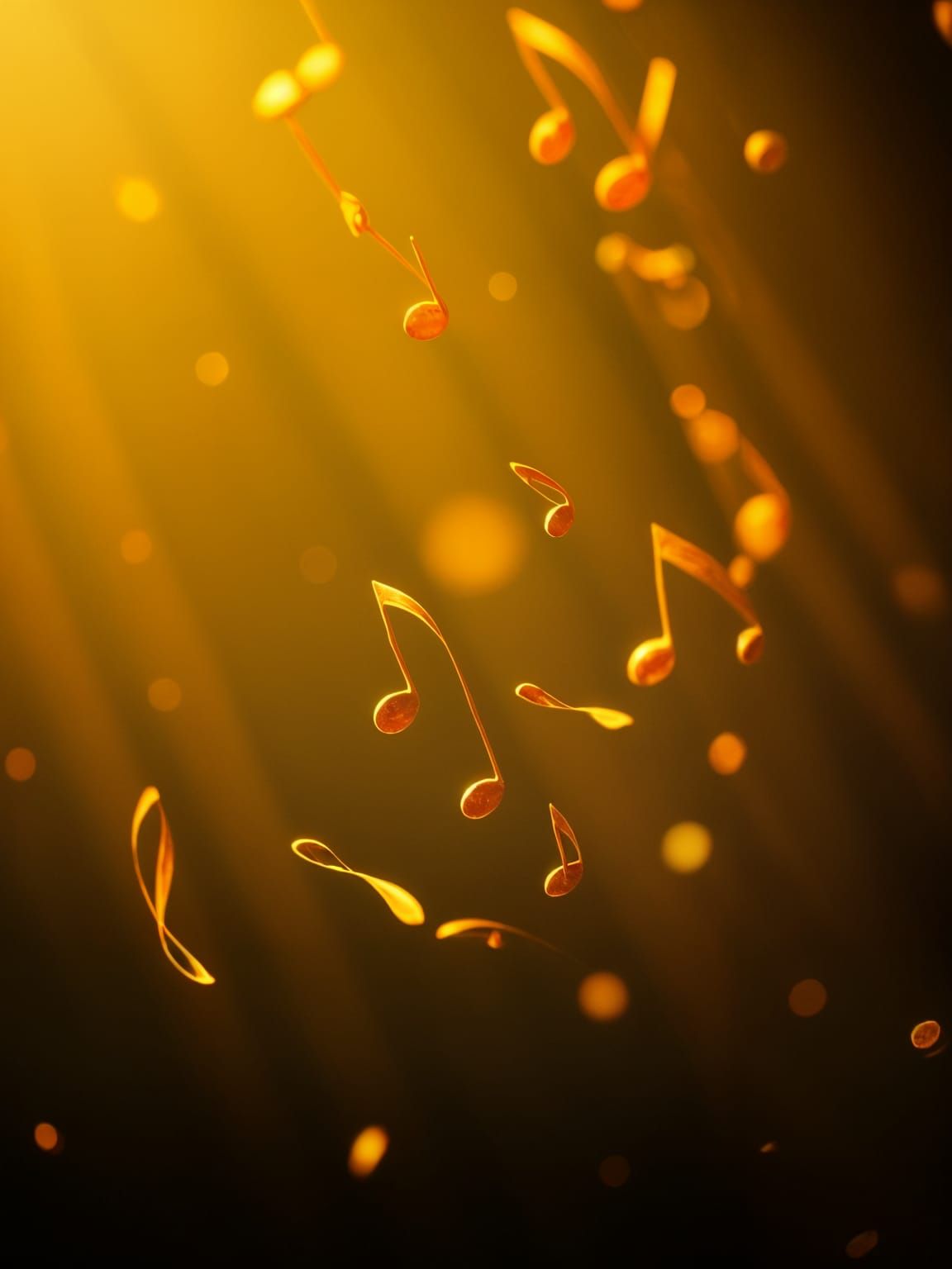 Dramatic Floating Music Notes in Cinematic Style