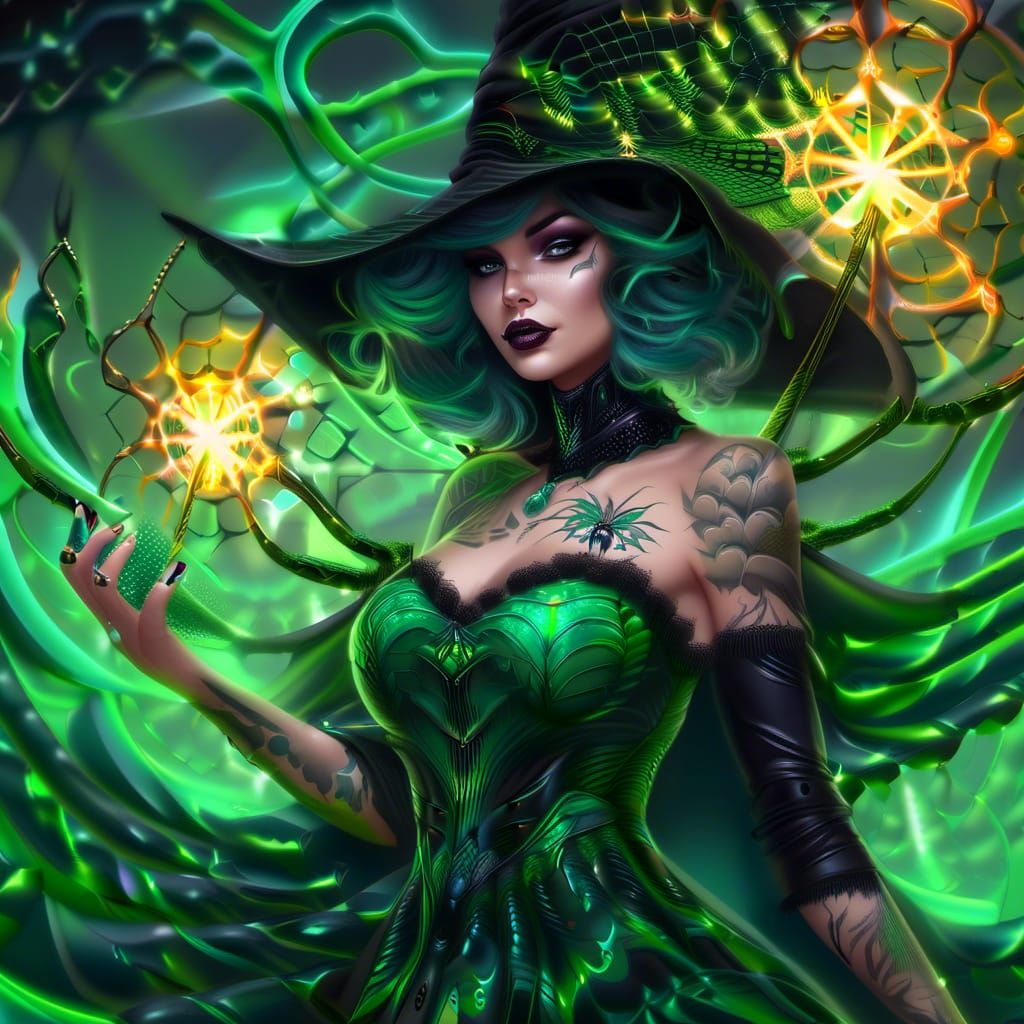 Eerie Spider Goddess Portrait in Surrealist Style