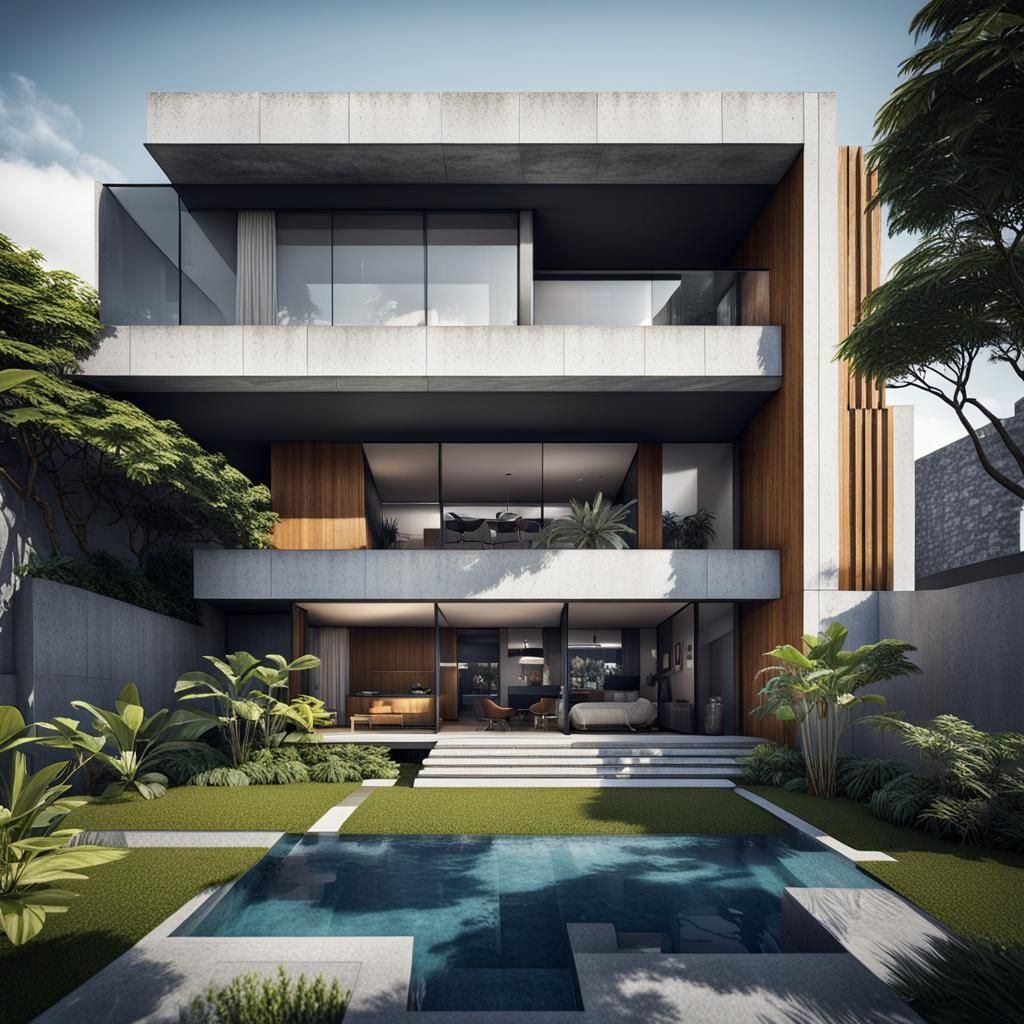 Modern Architecture House in Concrete and Wood