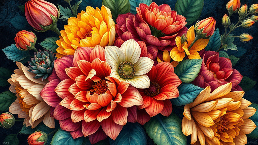 Detailed Floral Arrangement as Fantasy Concept Art