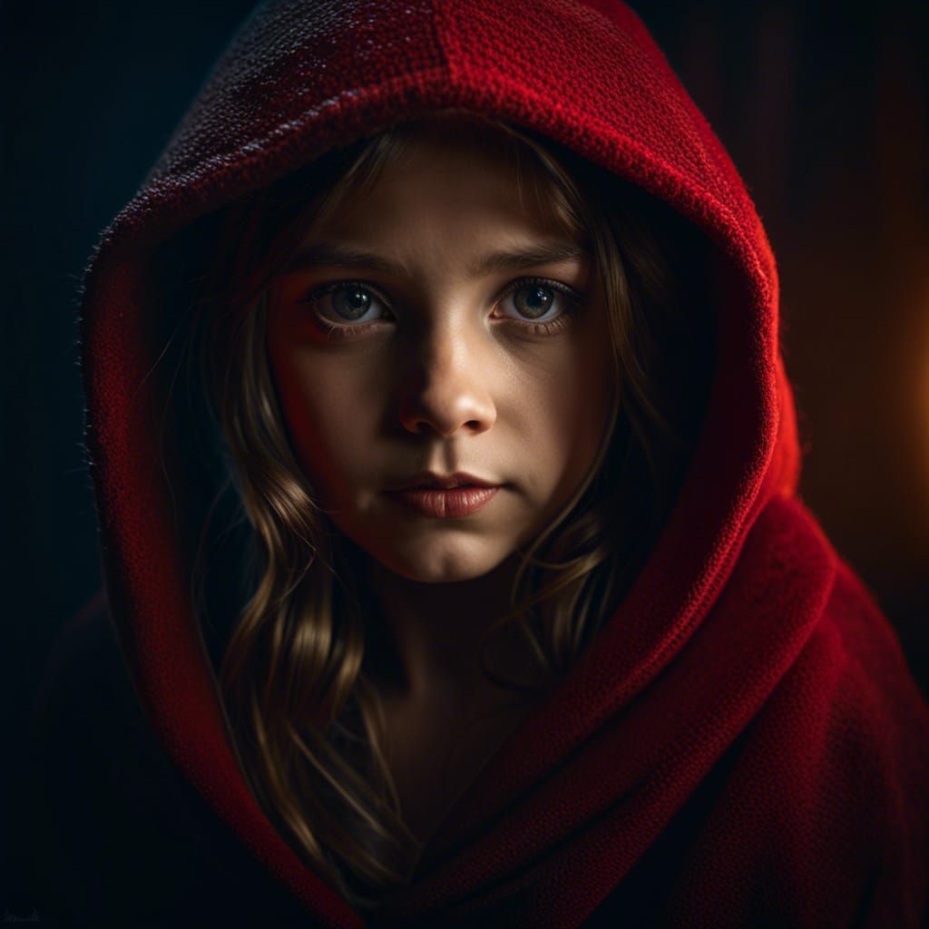 Dramatic Portrait of Little Red Riding Hood