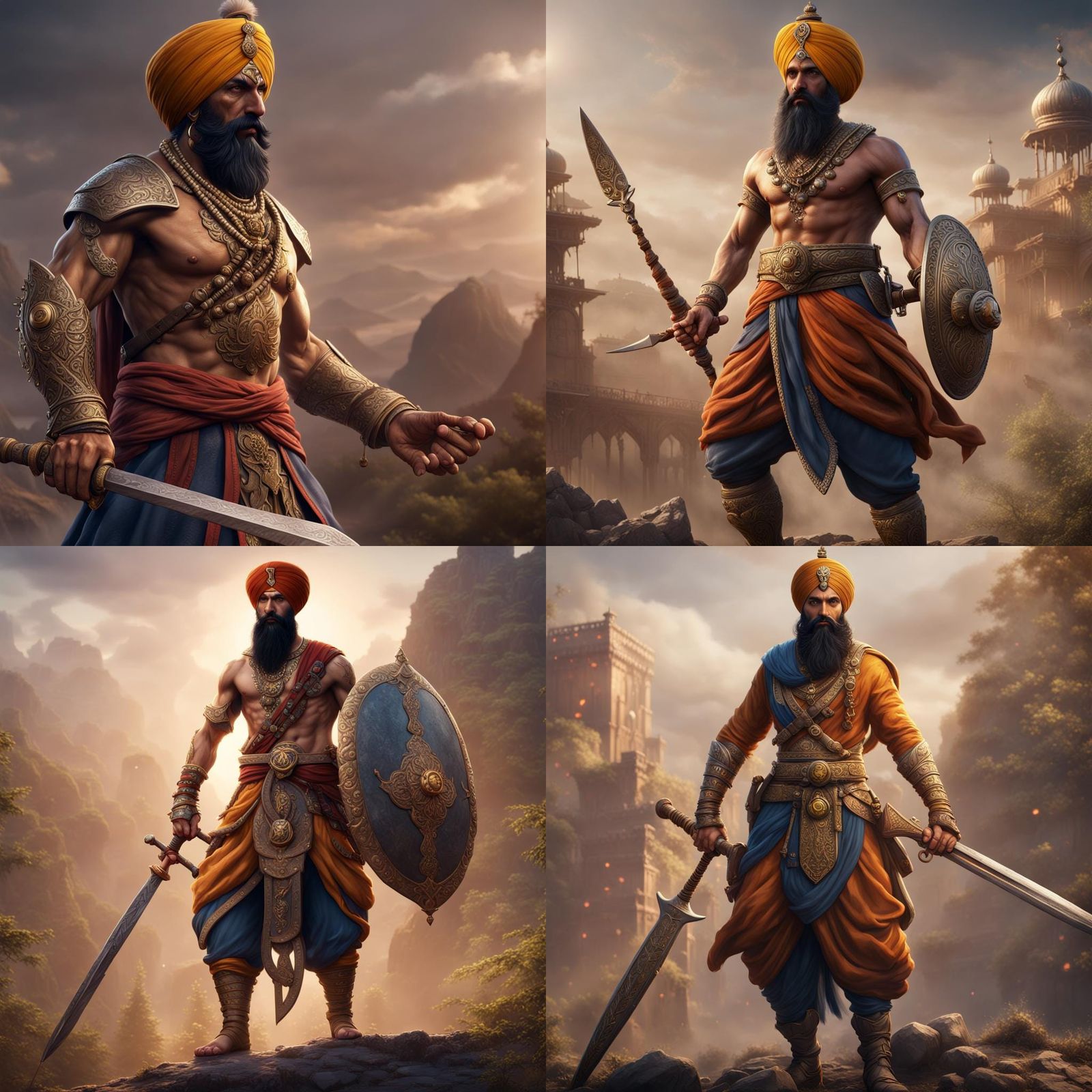 Detailed Matte Painting of a Sikh Warrior