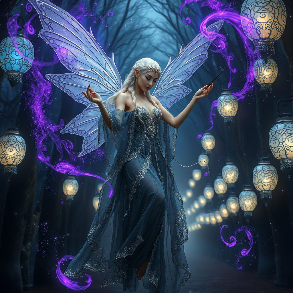 Ethereal Fairy Conjuring Magic in Mystical Forest