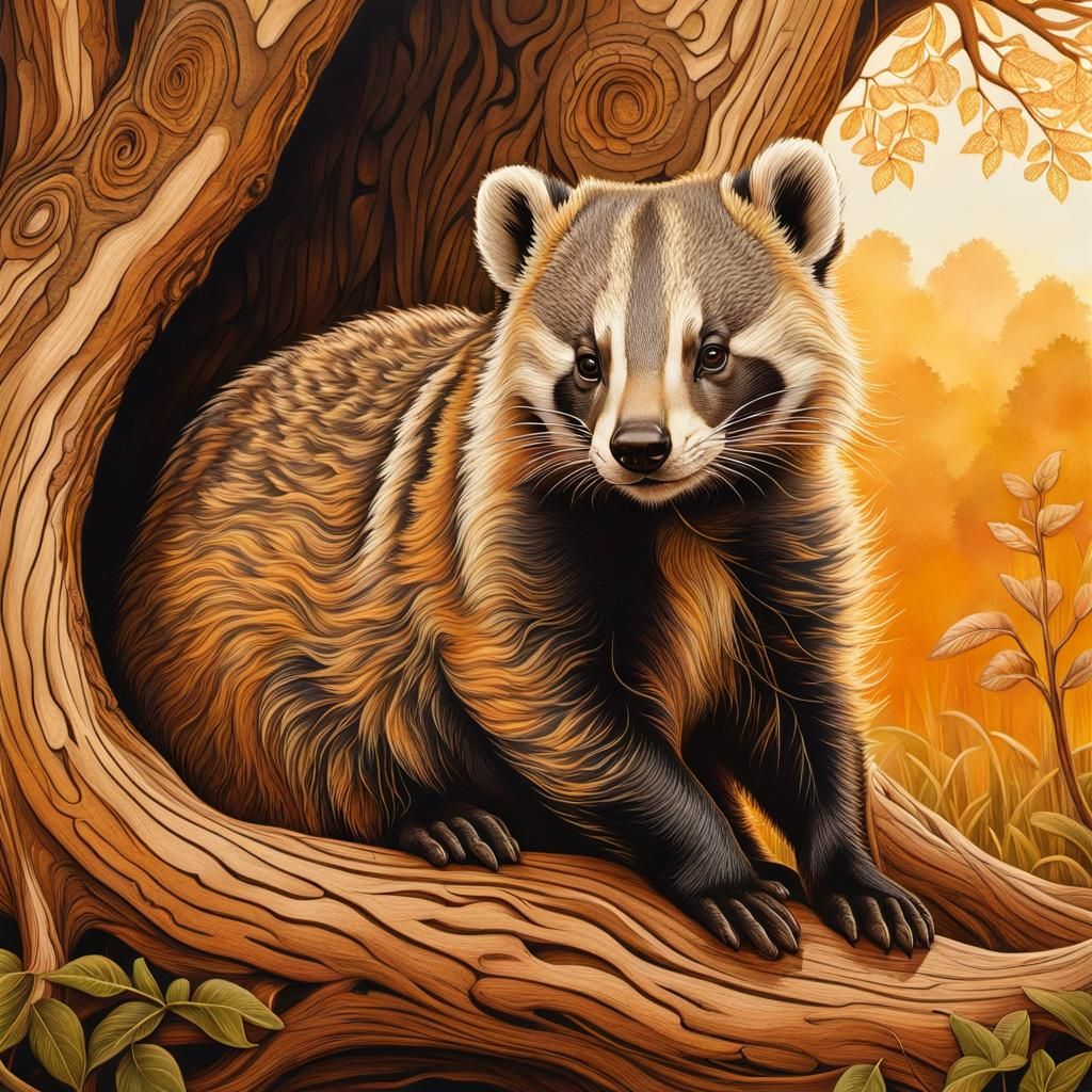 Majestic Badger in Golden Hour Light