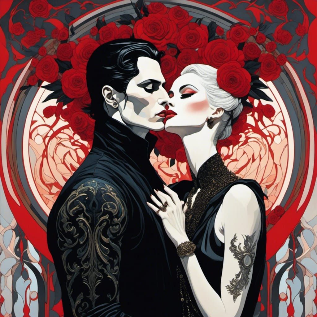 Patrick Nagel Style Portrait of Broken Heart