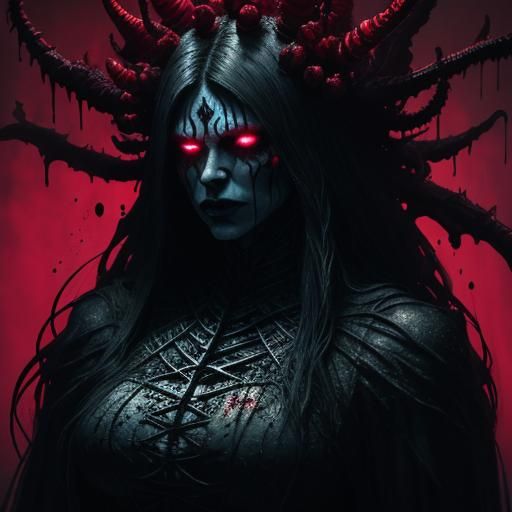 Raspberry Demon Portrait in Dark Fantasy Style