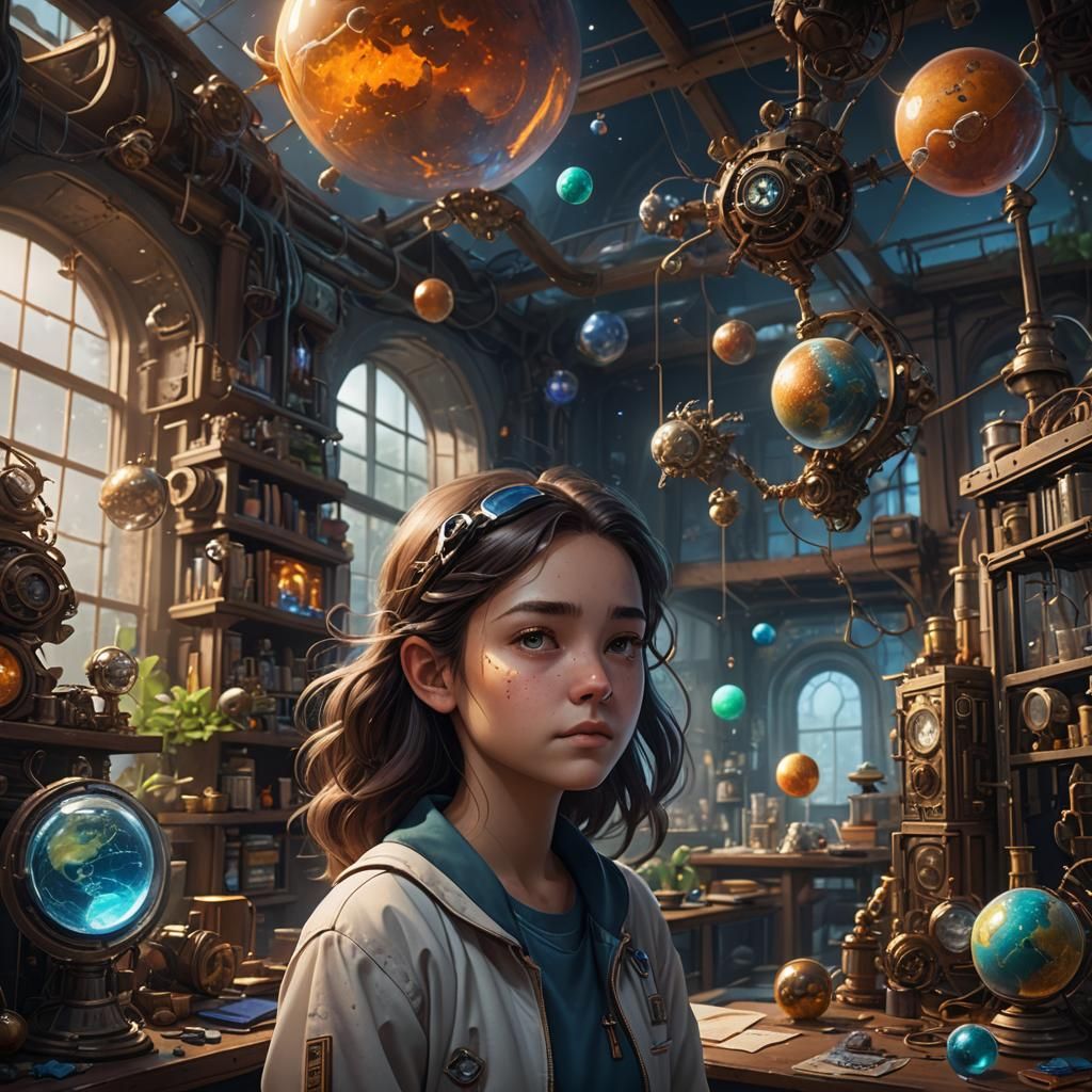 Sleepy Girl's Science Fair Project: Detailed Matte Painting