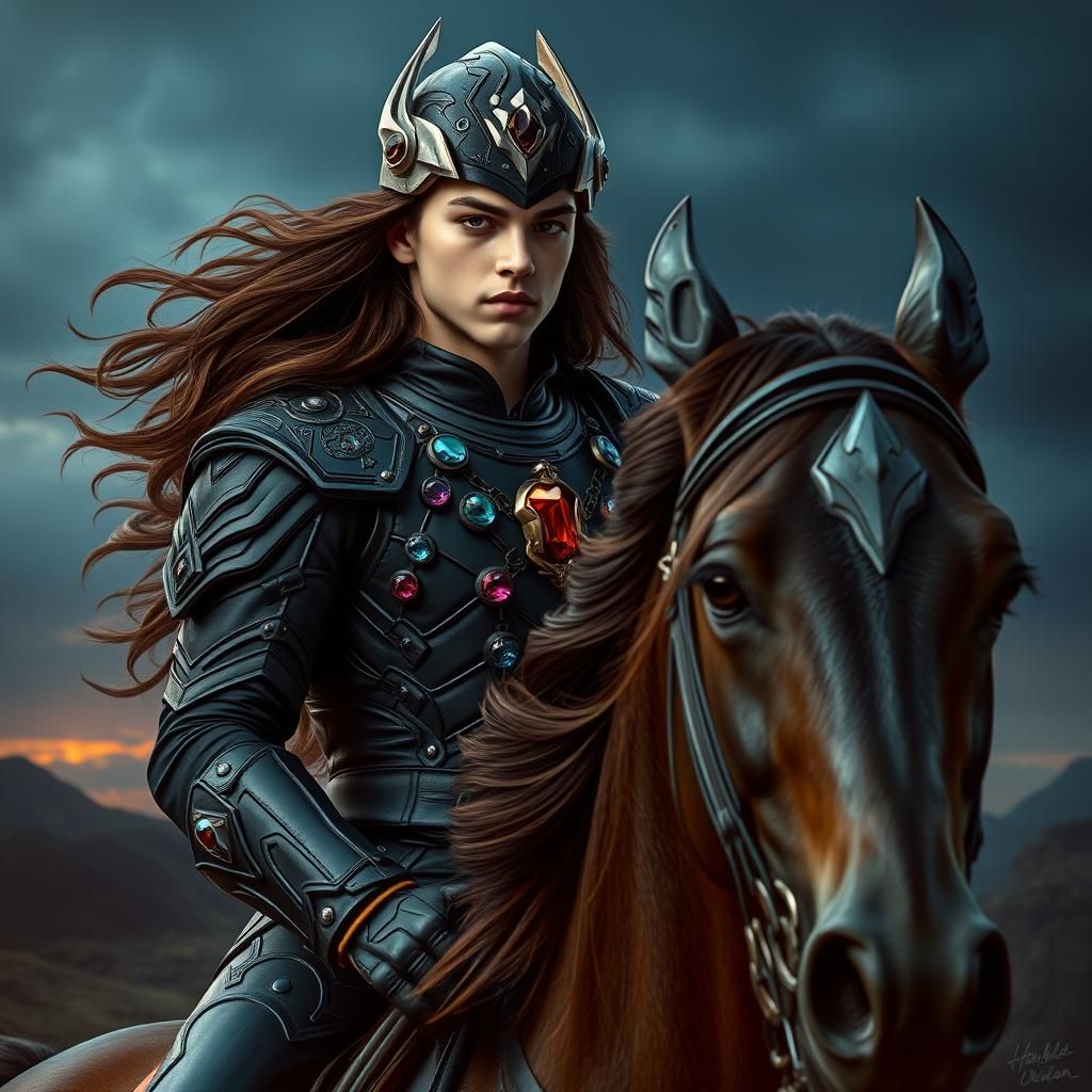 18 year old man with long brown hair and brown eyes as the b...