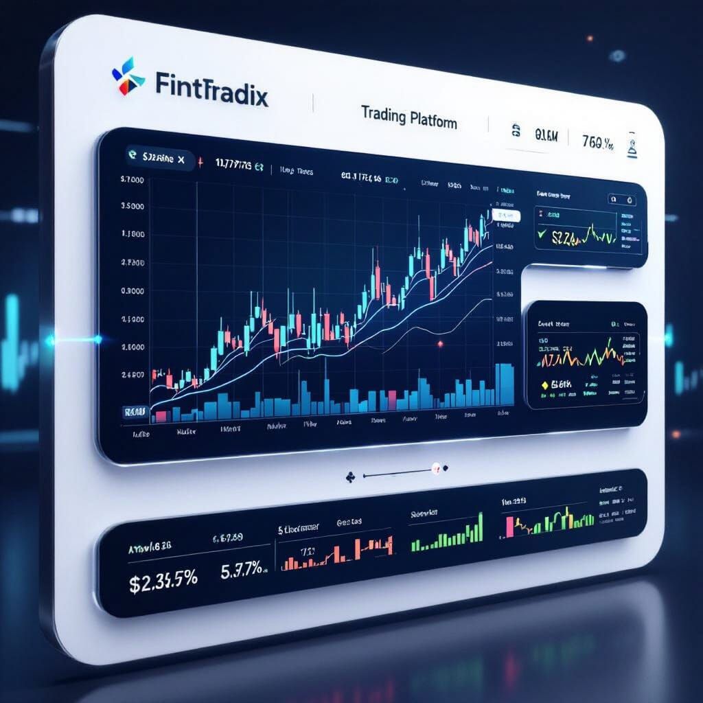 Fintradix Trading Platform UI 3D Render