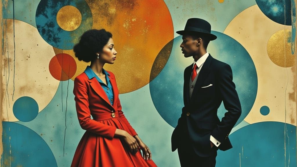 Abstracted Emotional Landscape with Vibrant Zoot Suit-Inspir...