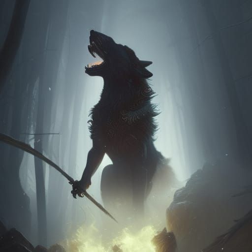 Fiery Dark Wolf Concept Art in 8k Resolution