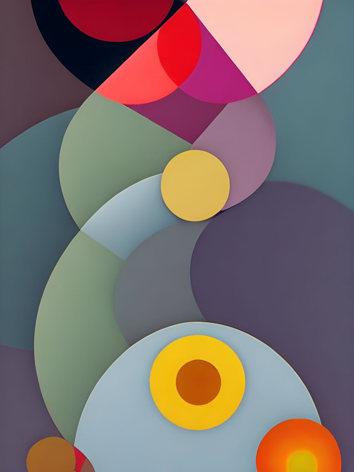 Abstract Angular Painting in Vermillion and Blue