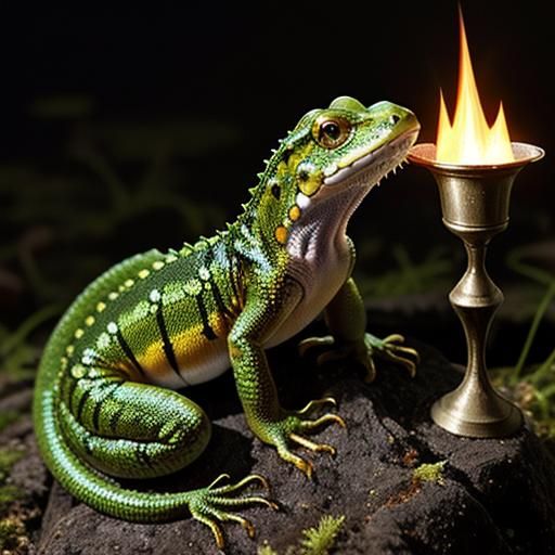 Mythical Fire Salamander Illustration