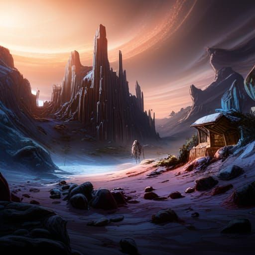 Zombie Wolves in Space: Detailed Matte Painting