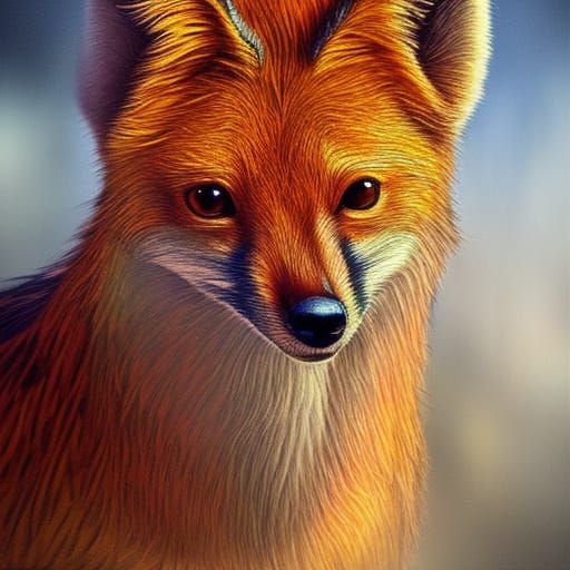 Hyperrealistic Dhole in Colorful Splash Art Style