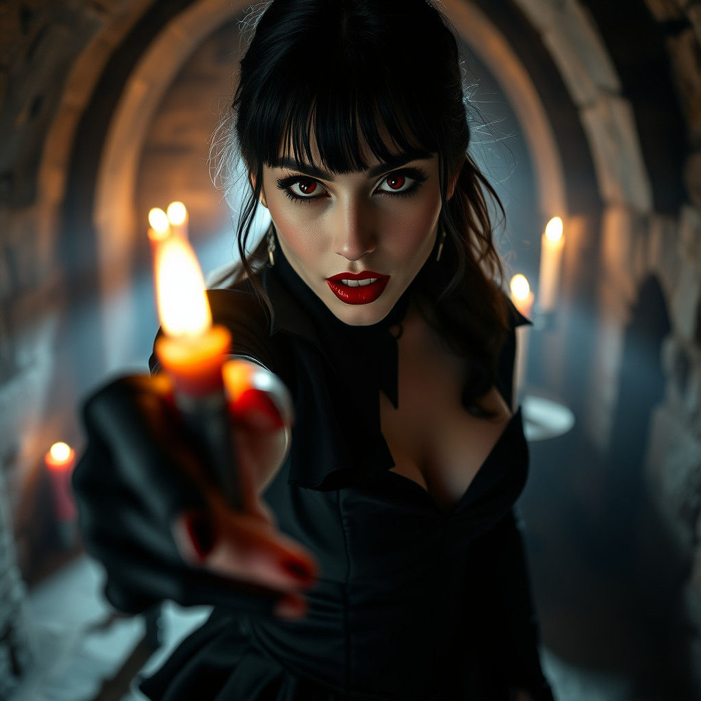 Gothic Vampire Portrait in Dark Castle