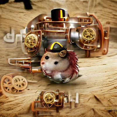 Steampunk Hamster with Intricate Mechanical Details