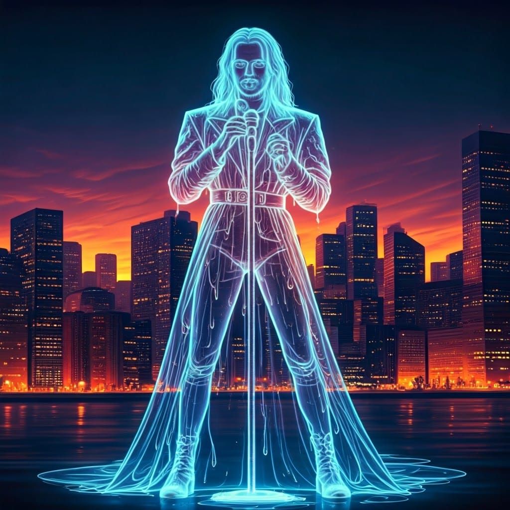 Larger-Than-Life Hologram in Vibrant Urban Cityscape