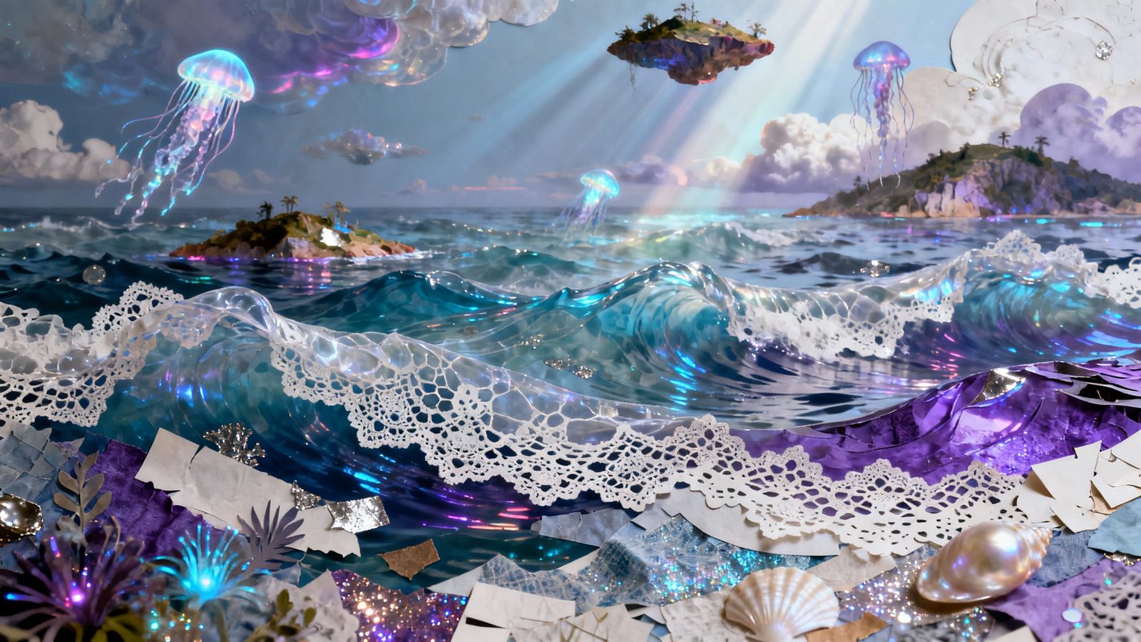 Multidimensional Fantasy Seascape Collage