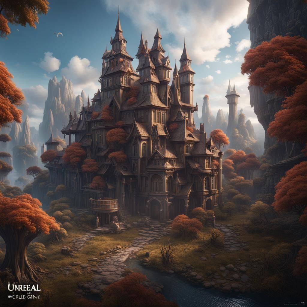 Magical World with Horrific Buildings: Fantasy Concept Art