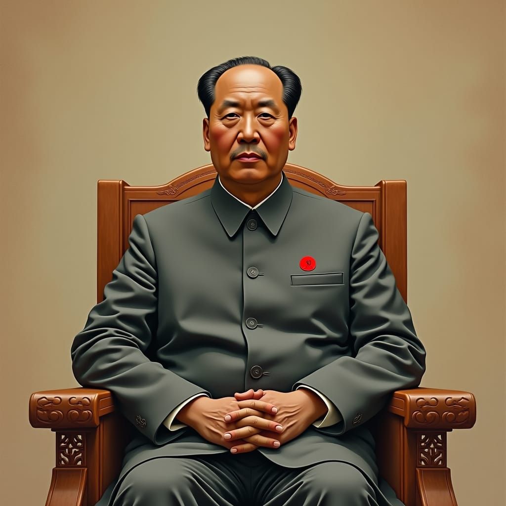 Mao Zedong Portrait in Socialist Realism Style