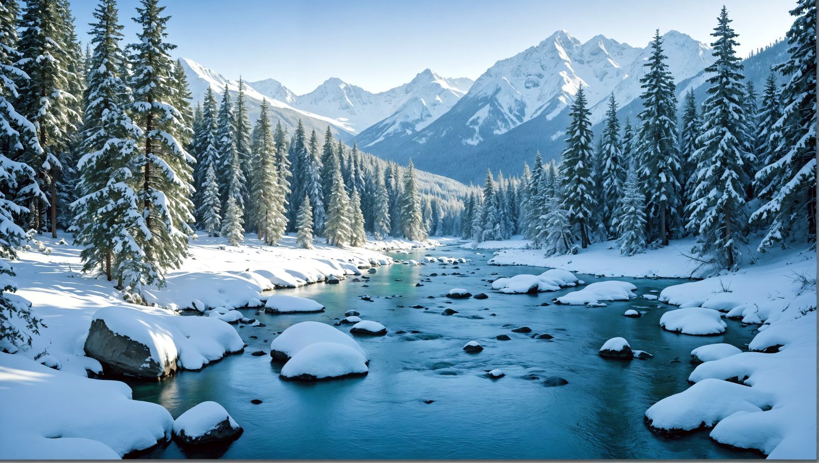 Tranquil Winter Landscape with Turquoise River
