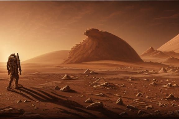 Martian Wasteland Gate in Detailed Comic Art Style