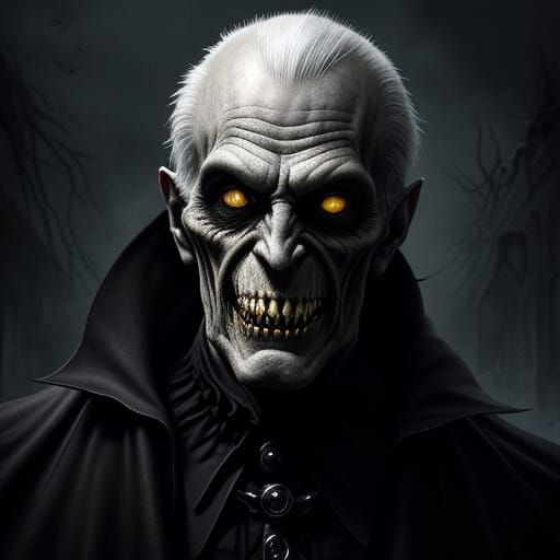 Gothic Horror Portrait of a Smiling Vampire