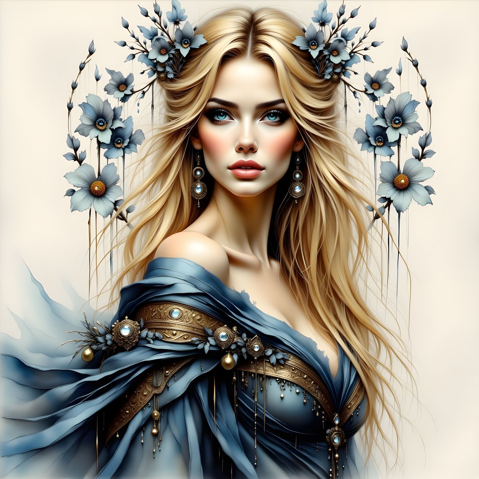 A Hauntingly Beautiful Norse Goddess in Ink and Oil