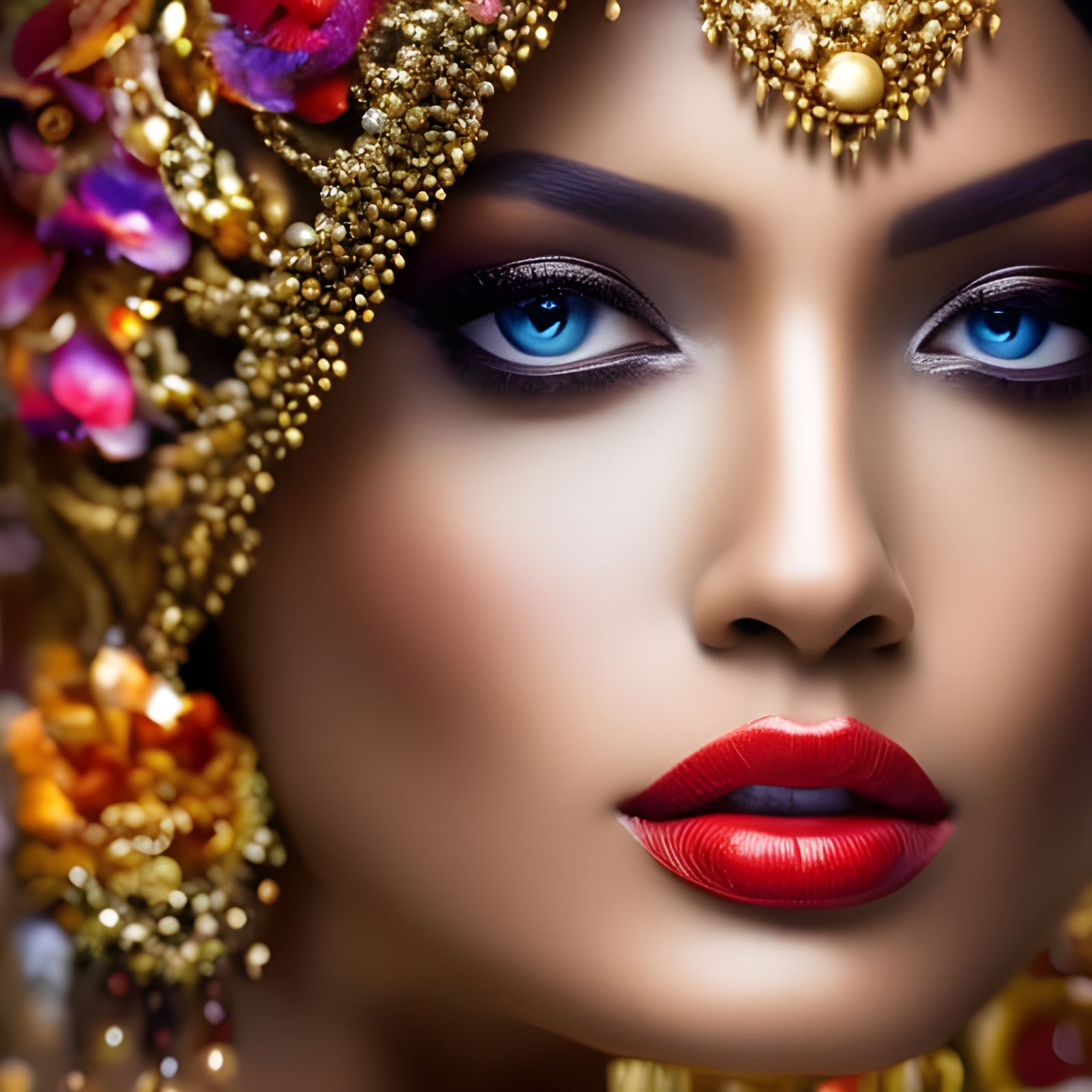 Ornate Chicken Cub Portrait in Polychromatic Style