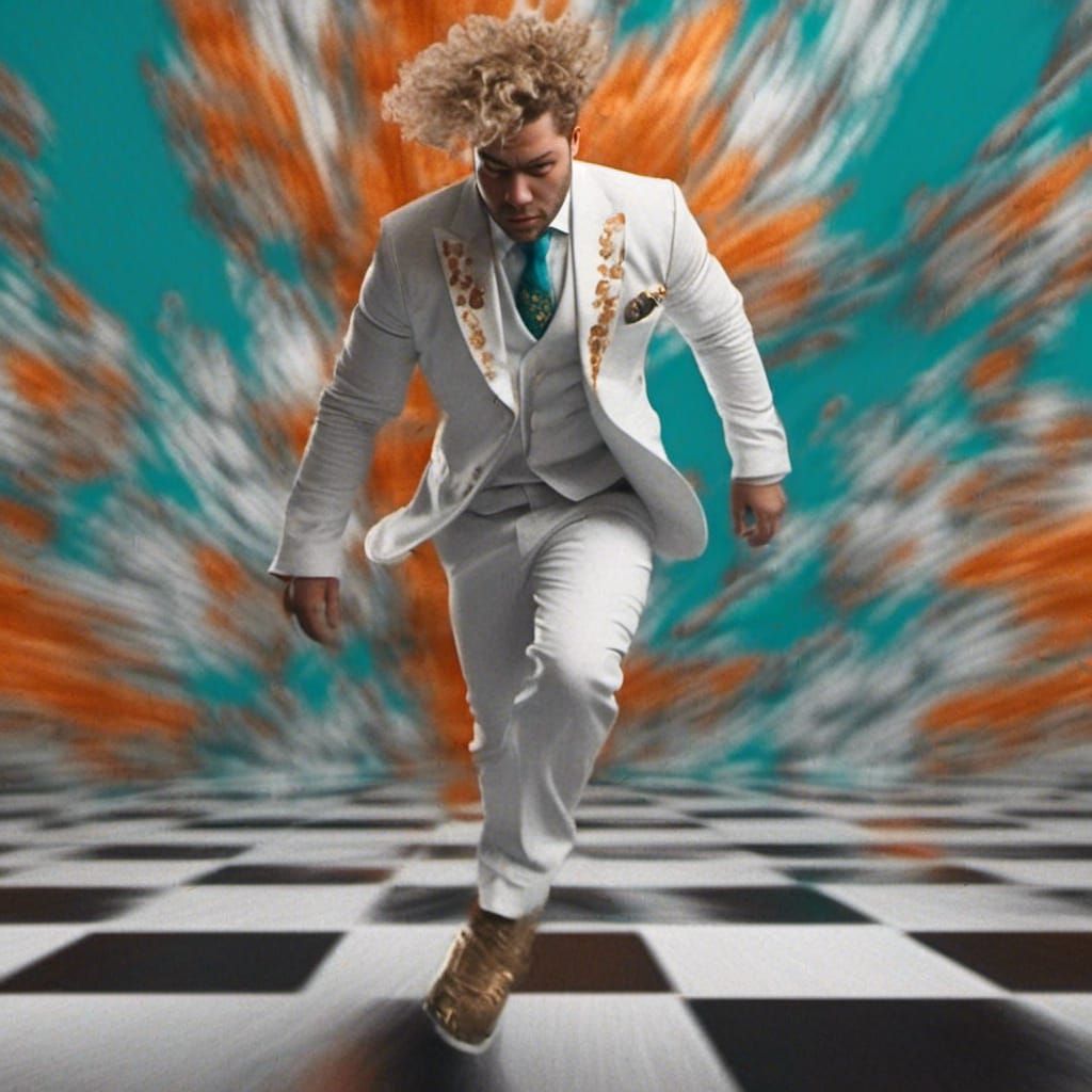 Fashion Emperor on Runway in Art Nouveau Style