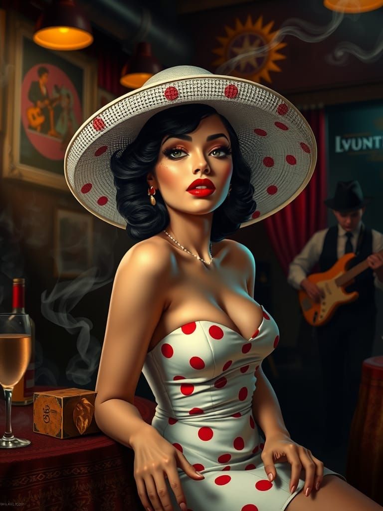 Italian Woman in Polka Dots, Hyperrealistic Art